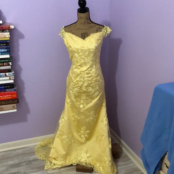 yellow full length dress